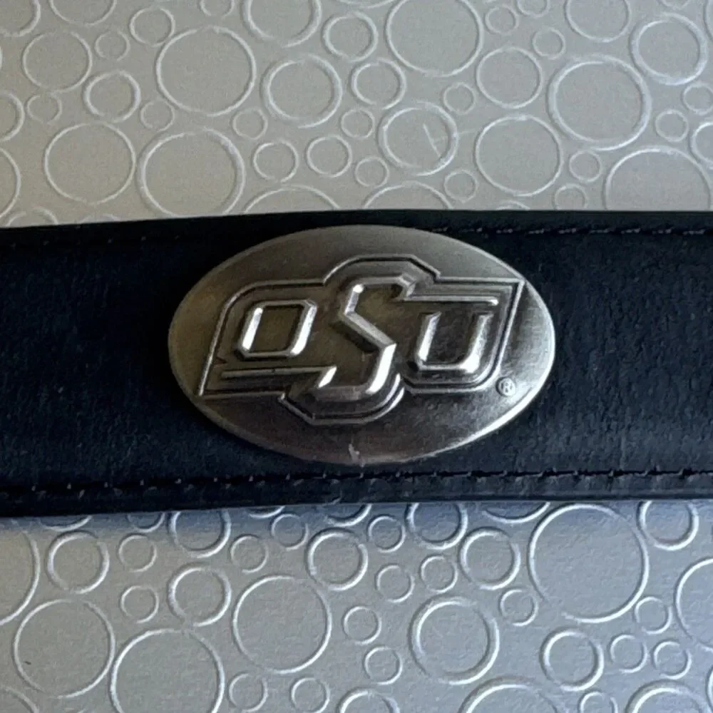 ZEP-PRO Oklahoma State Leather Concho Belt Men 42 OSU NCAA Black Tapered Western